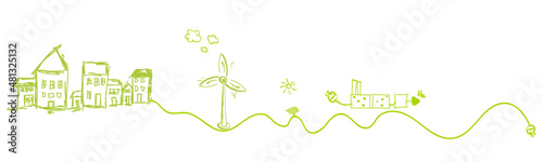 Grün Skizze erneuerbare Energie Band Banner