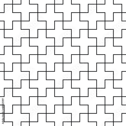 t-Shaped interlocking paving block. Seamless geometric crossed texture in vector.