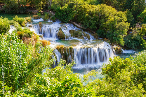 Skradinski buk waterfall in Krka national park  top view  Croatia