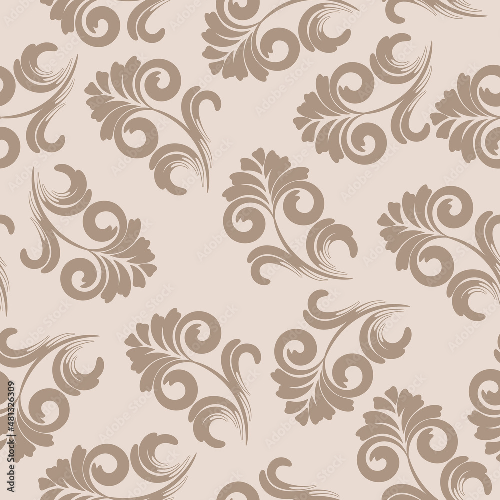 Floral brush line seamless pattern