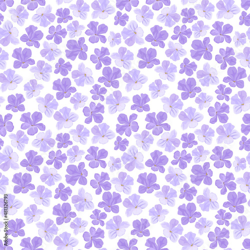 Seamless repeating pattern of purple lavender flowers on a light background, vector illustration. © Татьяна Любимова