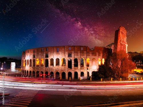 The Colosseum at Rome in the night Fotobehang