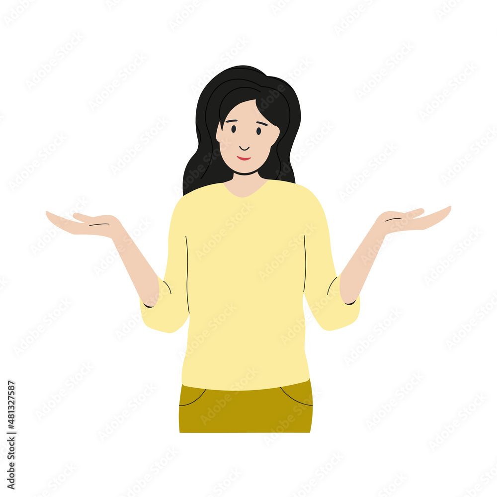 A girl in perplexity. Cartoon style. Vector illustration. A girl in perplexity. Cartoon style. Vector illustration.