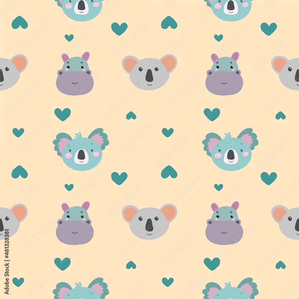 Seamless pattern with hand drawn cute animals Seamless pattern with hand drawn cute animals
