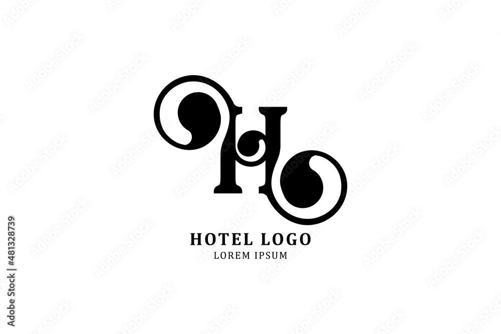 Original letter H in royal style for logotype. Vector sign for logo design. Flat illustration EPS10.