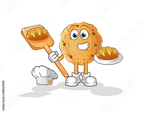 cookie baker with bread. cartoon mascot vector