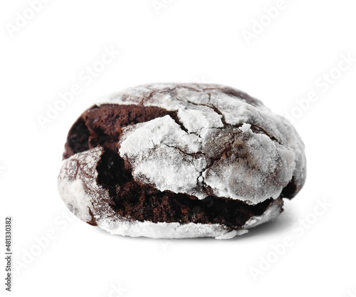 Tasty chocolate brownie cookie isolated on white background