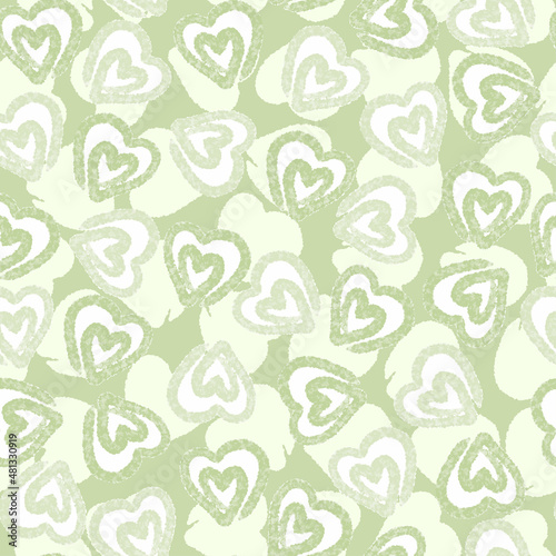 seamless valentine pattern background with green heart , kids pattern