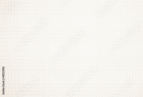 Detailed woven fabric texture background mesh pattern light beige color blank. Linen and cotton cloth texture as clean empty for decoration.