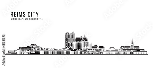 Cityscape Building Abstract Simple shape and modern style art Vector design - Reims city