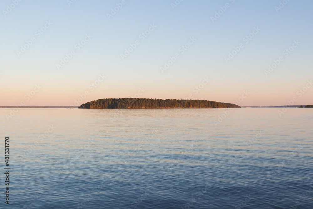 an island on a lake