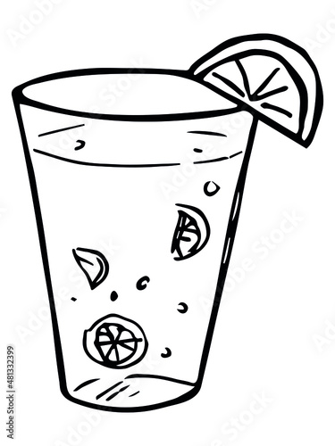 Cute cup of water, juice or soda. Glass illustration isolated on a white background. Simple drink clip art.