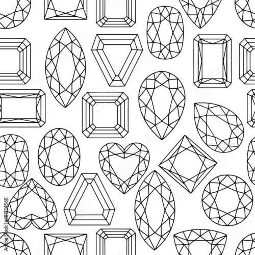 Vector seamless pattern gems lines art background
