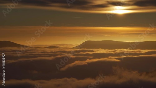 Snowdonia North Wales Rhinogydd mountain range sunrise timelapse background photo