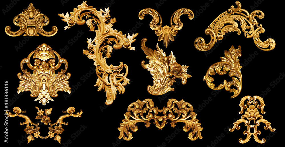 Golden baroque and  ornament elements
 - obrazy, fototapety, plakaty 