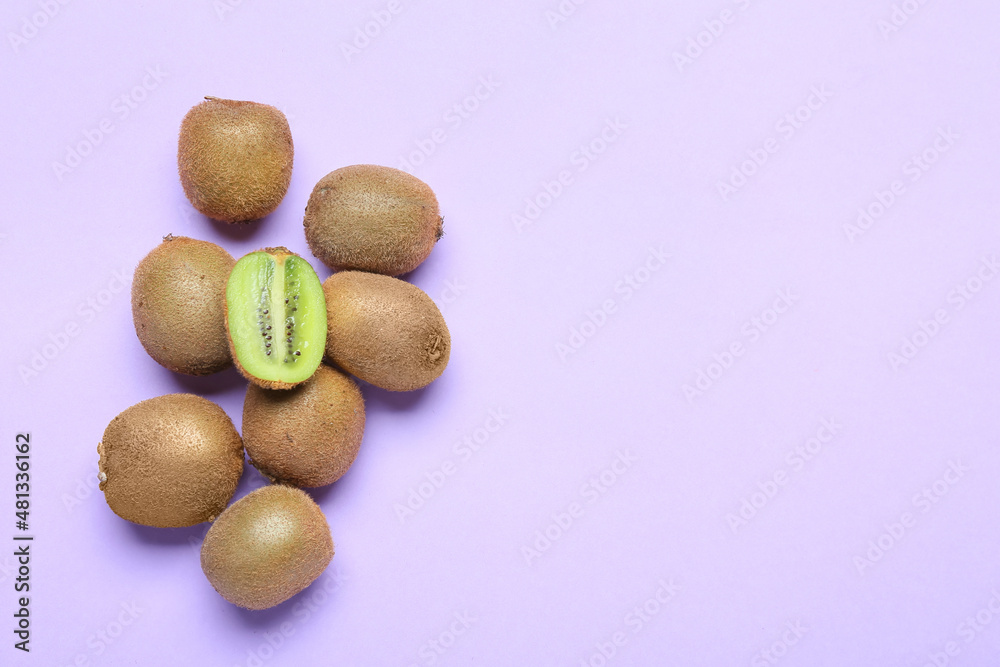 Fresh ripe kiwi on purple background Fresh ripe kiwi on purple background