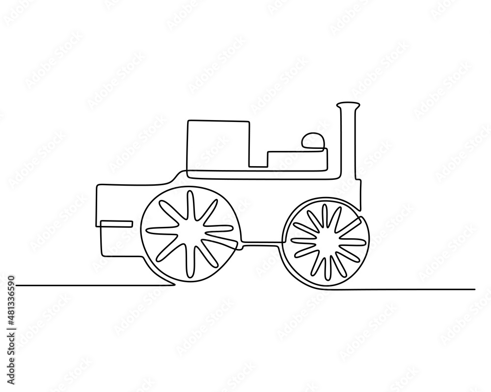 One single continuous line of steam train head. Classic transportation isolated on white background. One single continuous line of steam train head. Classic transportation isolated on white background.