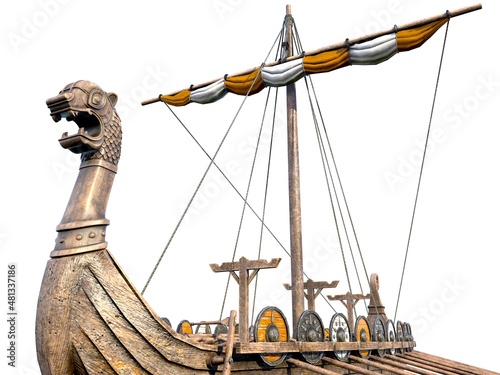 Isolated Viking Ship on White Background 3D Illustration © mastclick