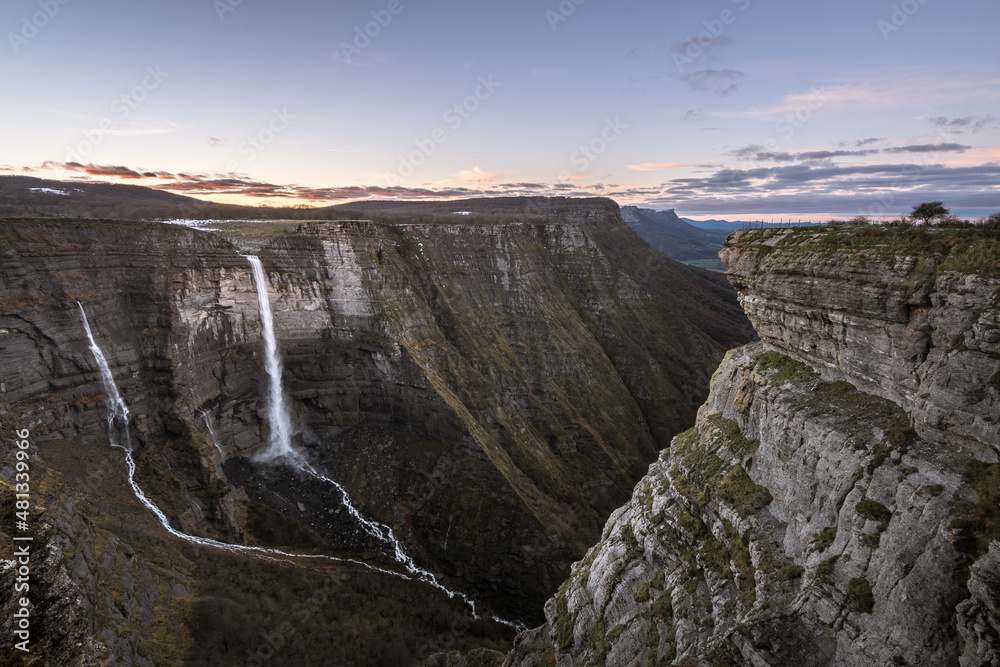 panoramic view of delika canyon and nervion waterfall