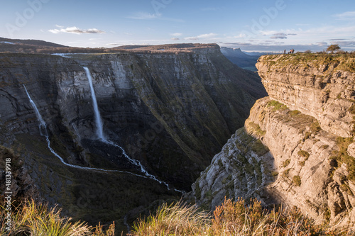 panoramic view of delika canyon and nervion waterfall photo