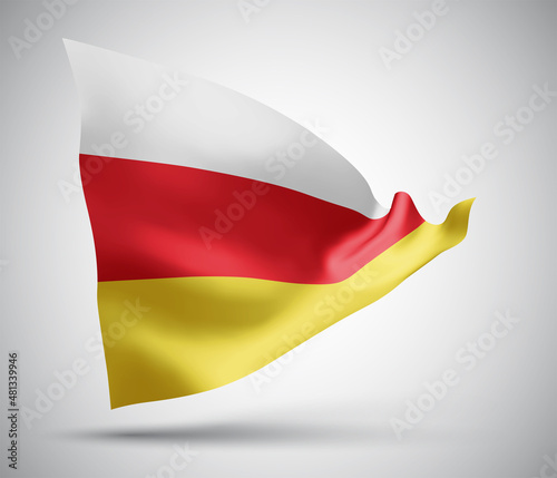 South Ossetia  vector 3d flag isolated on white background