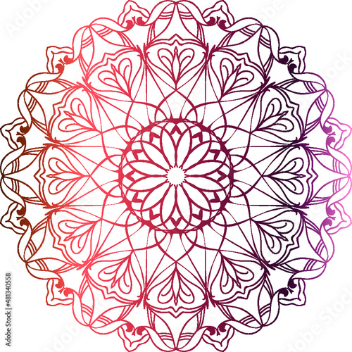 Abstract geometric line art Islamic mandala design of floral minimal background pattern
 photo