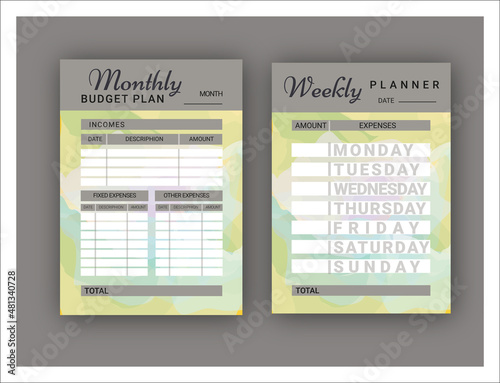 Personal budget planner, Ready to print, SMYK mode