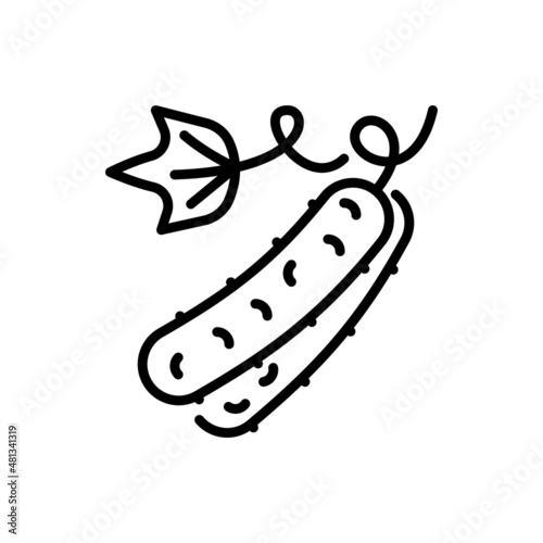 Cucumber thin line icon. Healthy vegan food. Ingredient for salad. Vector illustration.
