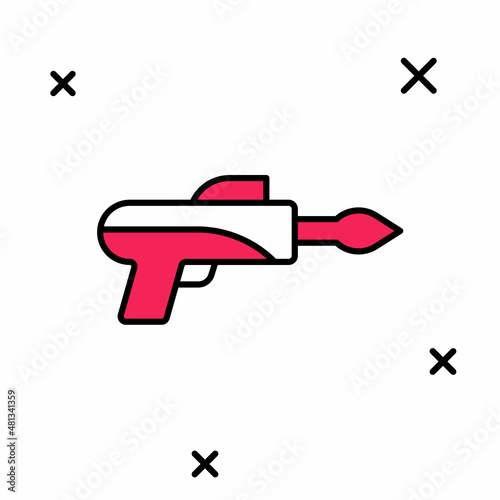 Filled outline Fishing harpoon icon isolated on white background. Fishery manufacturers for catching fish under water. Diving underwater equipment. Vector