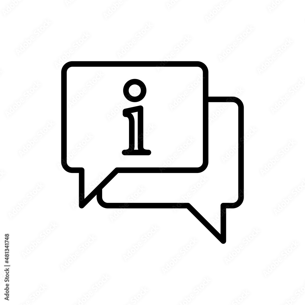 Information sign in speech bubble thin line icon. Modern vector illustration for helpdesk, info button. Information sign in speech bubble thin line icon. Modern vector illustration for helpdesk, info button.