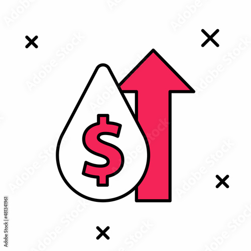 Filled outline Oil price increase icon isolated on white background. Oil industry crisis concept. Vector