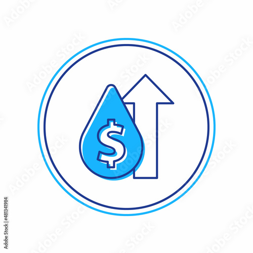 Filled outline Oil price increase icon isolated on white background. Oil industry crisis concept. Vector