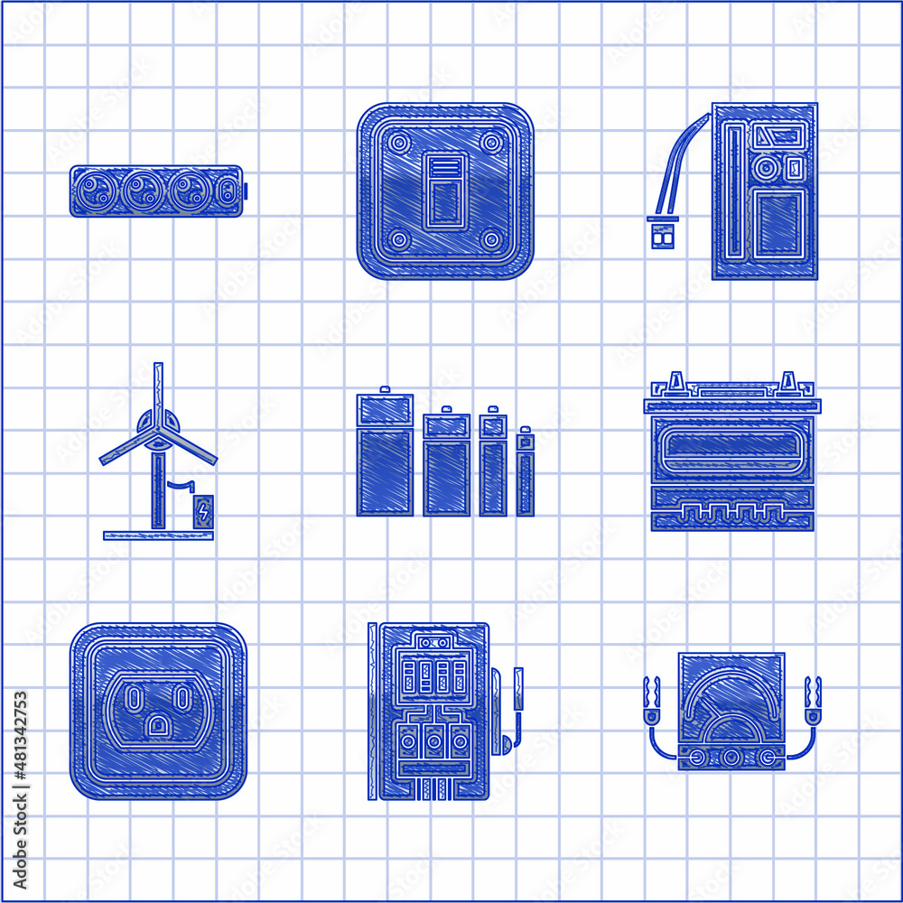 Set Battery, Electrical panel, Ampere meter, multimeter, voltmeter, Car