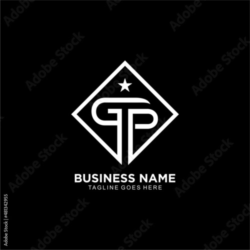 Free Download GTP or GP initial logo in black and white design concept - GFXLoad
