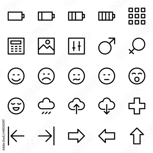 Outline icons for universal, web.