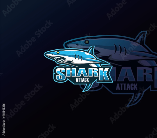 shark logo mascot vector. shark charter logo for e-Sports team