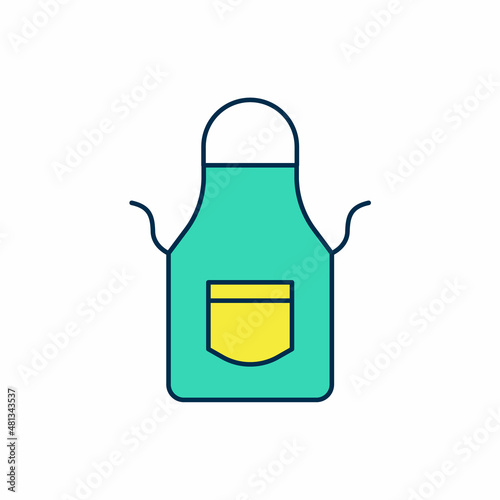 Filled outline Blacksmith apron icon isolated on white background. Protective clothing and tool worker. Vector