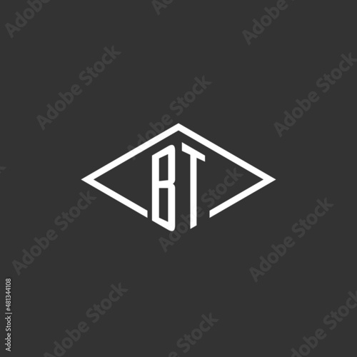 Initials BT logo monogram with simple diamond line style design