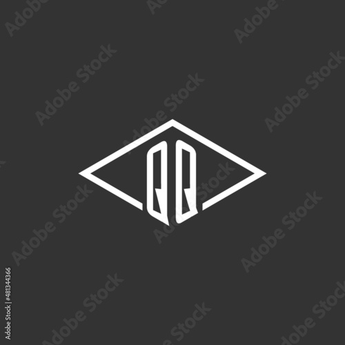 Initials QQ logo monogram with simple diamond line style design