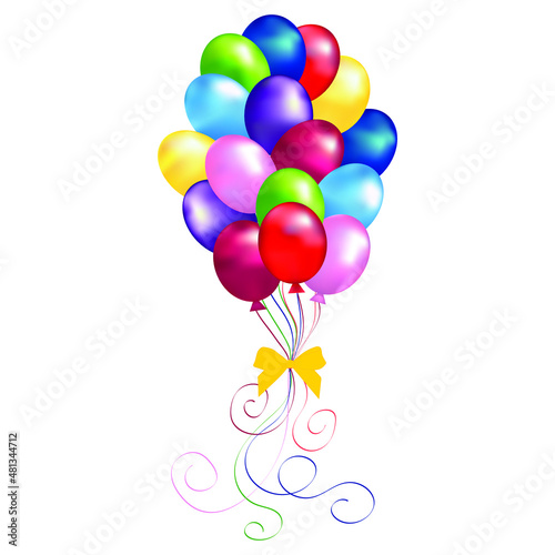 Vector drawing of colorful air balloons. Mesh Model