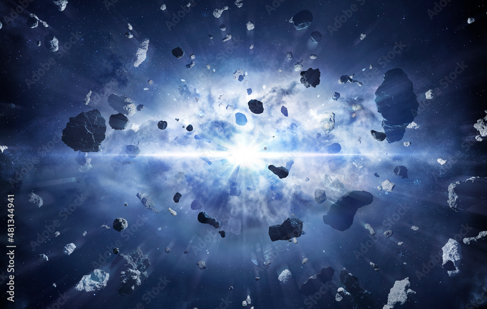 Big Bang Explosion - Time Warp In Universe - Contain 3d Rendering - obrazy, fototapety, plakaty 