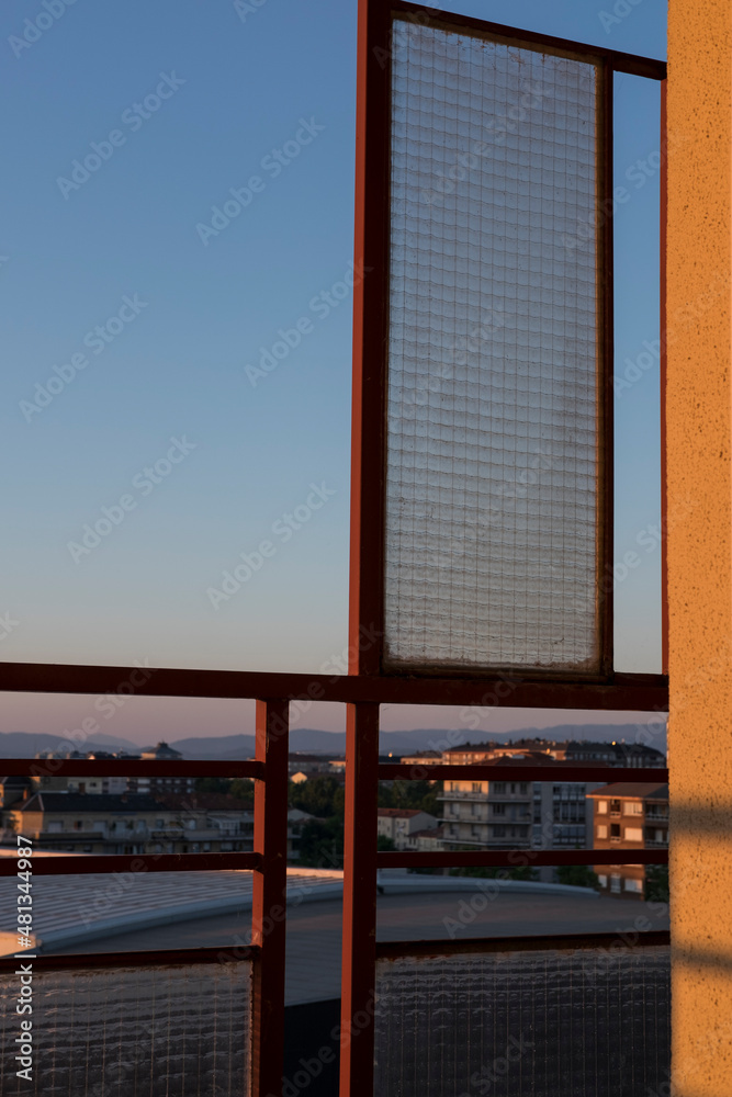 Fototapeta premium view from the window to a blue sky in summer
