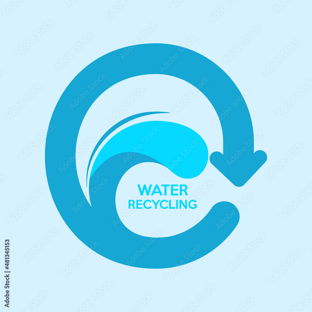 Water wave curl inside circle arrow. Water recycling concept. Vector ...