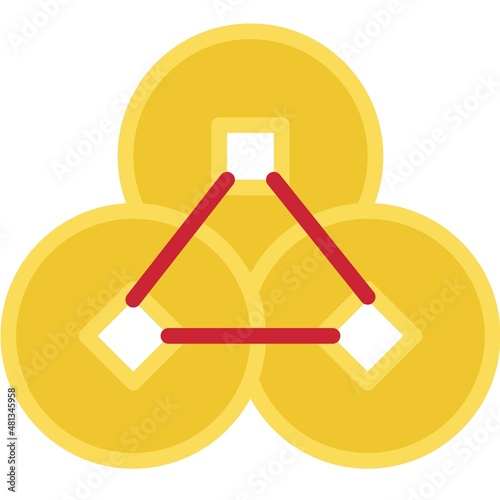 Feng shui coin icon ,Chinese New Year vector illustration