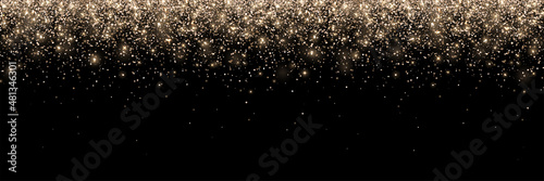 Wide bronze gold decoration glitter on dark background. Vector