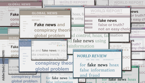 Headline titles media with fake news and hoax information 3d illustration