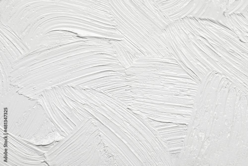 Strokes of white oil paint as background, closeup - obrazy, fototapety, plakaty 