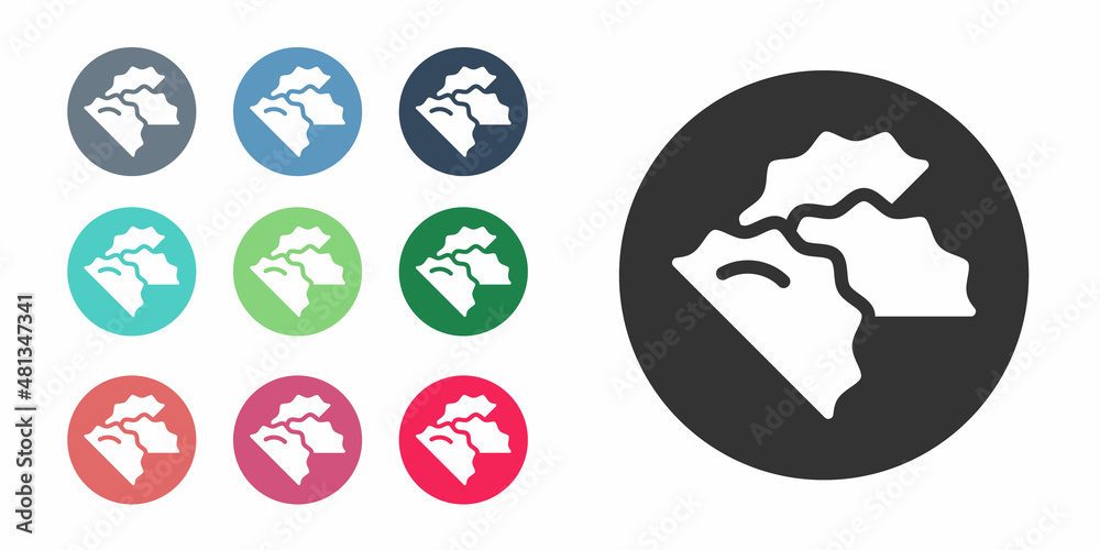 Black Dumpling icon isolated on white background. Traditional chinese dish. Set icons colorful. Vector