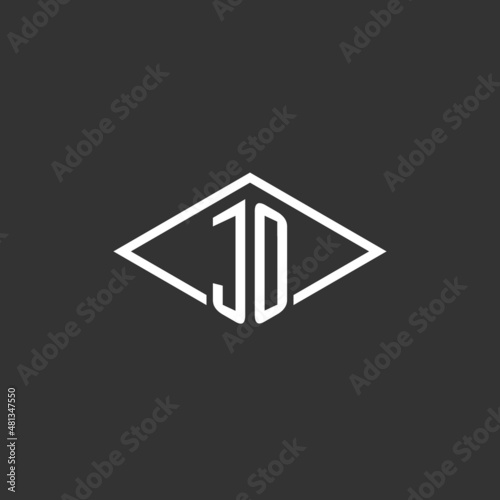 Initials JO logo monogram with simple diamond line style design