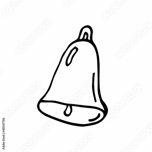 Hand drawn doodle bell. Simple vector icon